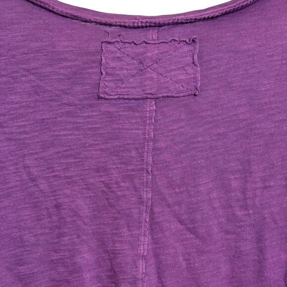 We The Free waffle knit top Purple boxy bohemian distressed short sleeve Size L - Picture 6 of 6